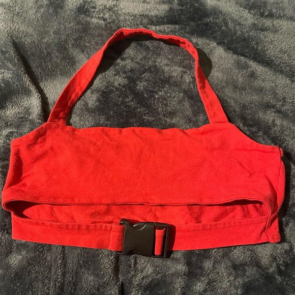Red Buckle Crop Top - Picture 2 of 2